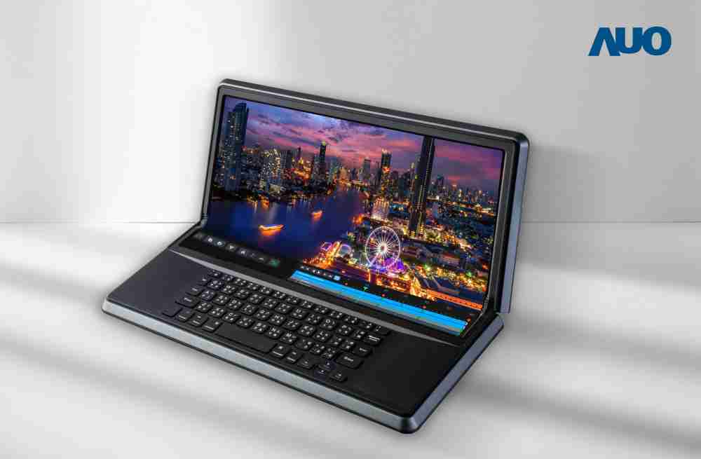 Wepay14.6吋Micro LED折迭显示屏幕，，，，搭配半径4mm的弯折绞炼，，，以及高画素、、、、高亮度、、高对比度的显示技术特点，，即便在大视角下仍保有绝佳色相与亮度