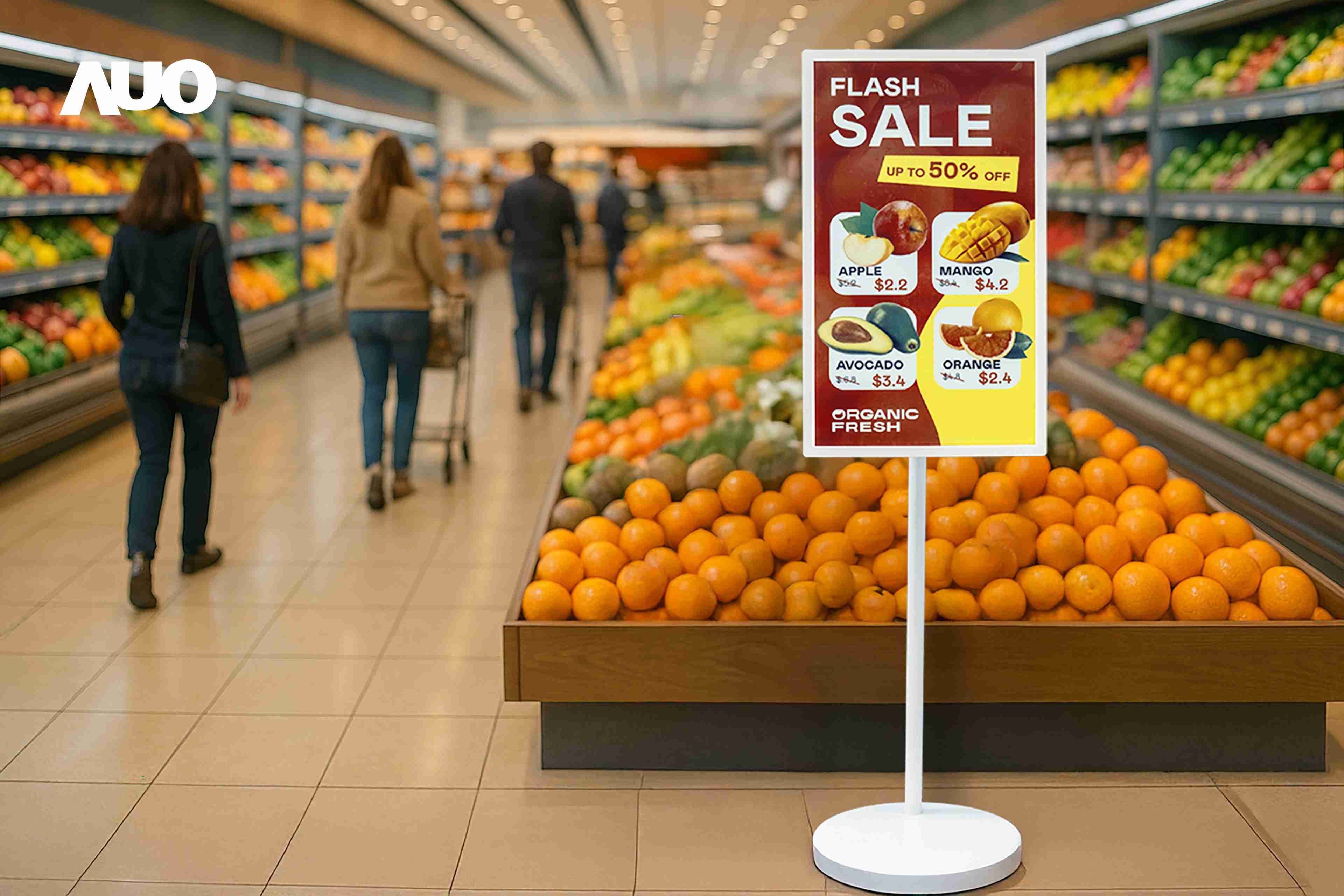 达擎首亮相低功耗、、、、全彩的〝aecoPost电子纸解决方案〞，，，仅在更新画面时需要微量的电力驱动，，，，无需布建电线的便捷设计，，使其可灵活应用、、、随意置放，，，，并可透过云端或行动装置app，，轻松管理及排程广告内容，，，，晋升店头营销利器。。。。